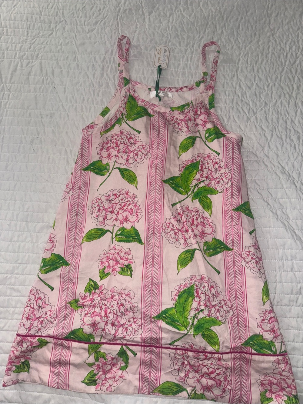 Floral Pink Mini Dress with Green Leaves